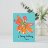 Heldere Oranje Daisy Flower Happy Birthday Briefkaart (Staand voorkant)
