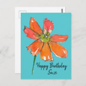 Heldere Oranje Daisy Flower Happy Birthday Briefkaart (Voorkant / Achterkant)