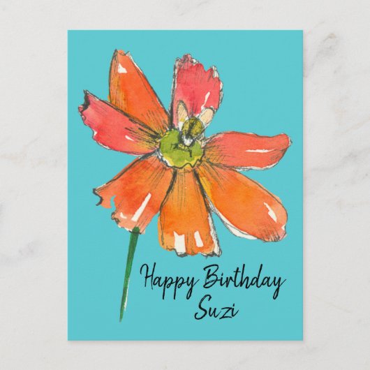 Heldere Oranje Daisy Flower Happy Birthday Briefkaart (Voorkant)