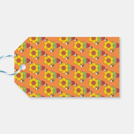 Heldere Oranje en gele zonnebloem Cadeaulabel (Achterkant Horizontaal)