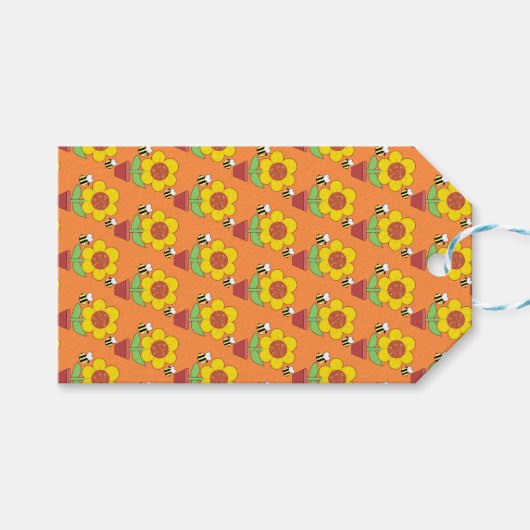 Heldere Oranje en gele zonnebloem Cadeaulabel (Voorkant (Horizontaal))