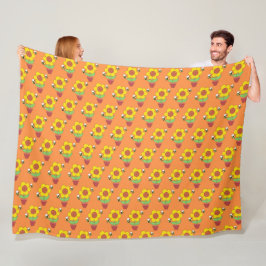 Heldere Oranje en gele zonnebloem Fleece Deken