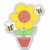 Heldere Oranje en gele zonnebloem Sticker (Voorkant)