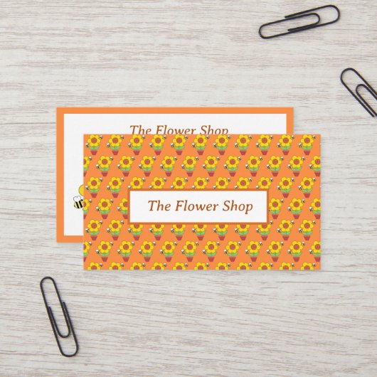 Heldere Oranje en gele zonnebloem Visitekaartje (Voorkant / Achterkant in situ)