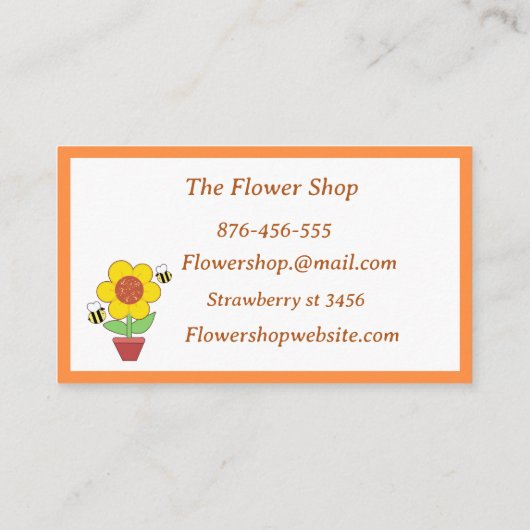 Heldere Oranje en gele zonnebloem Visitekaartje (Achterkant)