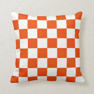 Heldere Oranje en witte controles Kussen