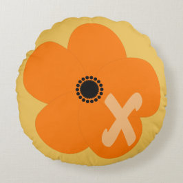 Heldere Oranje gele bloem Rond Kussen