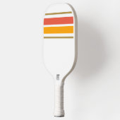 Heldere Oranje Gele Top Racing Stripes op Wit Pickleball Paddle (Links)