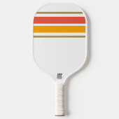 Heldere Oranje Gele Top Racing Stripes op Wit Pickleball Paddle (Voorkant)