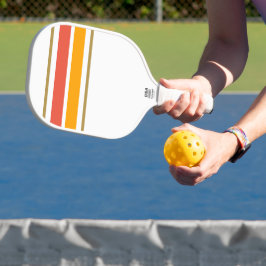 Heldere Oranje Gele Top Racing Stripes op Wit Pickleball Paddle