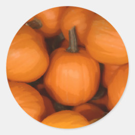 Heldere Oranje Herfst Pompoenen Autumn Painting Ronde Sticker
