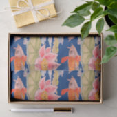 Heldere Oranje Koi visroze, donkerblauw omhulsel Tissuepapier (Geschenk)