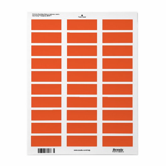 Heldere Oranje minimalistische solide achtergrond Etiket (Full Sheet)