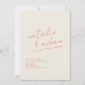 Heldere Oranje retro grillig alles in één bruiloft Kaart (Voorkant)