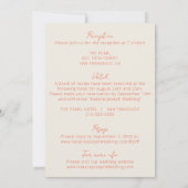 Heldere Oranje retro grillig alles in één bruiloft Kaart (Achterkant)