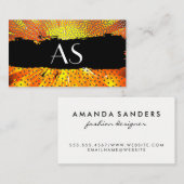 Heldere Oranje rood | puntpatroon | Monogram Visitekaartje (Voorkant / Achterkant)