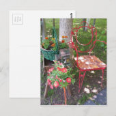 Heldere oranje tuinstoel briefkaart (Voorkant / Achterkant)