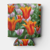 Heldere oranje tulpen in het park blikjeskoeler (Voorkant)