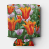 Heldere oranje tulpen in het park blikjeskoeler (Achterkant)