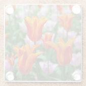 Heldere oranje tulpen in het park glazen onderzetter (Achterkant)