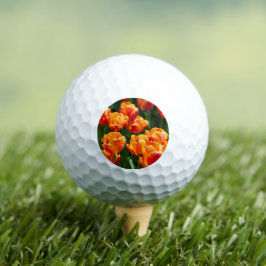 Heldere oranje tulpen in het park golfballen