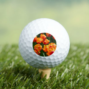Heldere oranje tulpen in het park golfballen