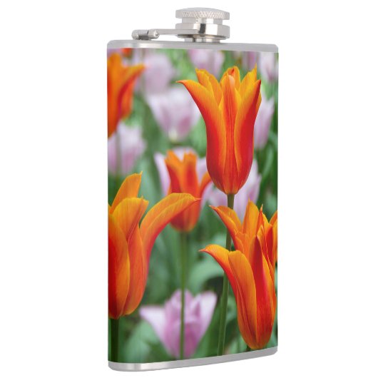 Heldere oranje tulpen in het park heupfles (Rechts)