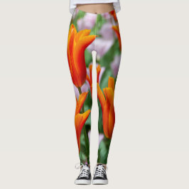 Heldere oranje tulpen in het park leggings