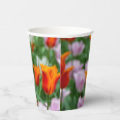 Heldere oranje tulpen in het park papieren bekers (Rechts)