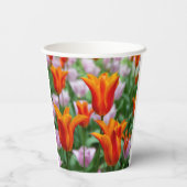 Heldere oranje tulpen in het park papieren bekers (Achterkant)
