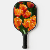 Heldere oranje tulpen in het park pickleball paddle (Achterkant)