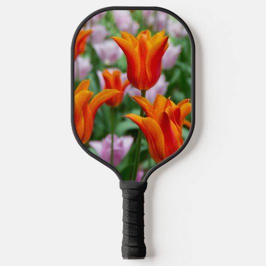 Heldere oranje tulpen in het park pickleball paddle (Voorkant)