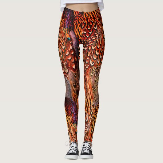 Heldere Oranje veer leggings (Voorkant)
