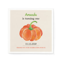 Heldere Oranje Waterverf pompoen Eerste Verjaardag