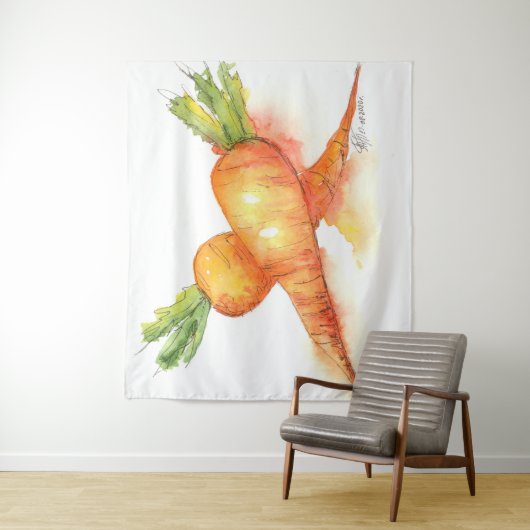 Heldere oranje wortel wandkleed (In situ)