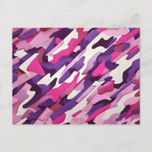 Heldere paars roze witte camouflage briefkaart