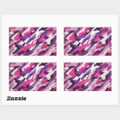 Heldere paars roze witte camouflage rechthoekige sticker (Vel)