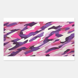 Heldere paars roze witte camouflage rechthoekige sticker