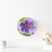 HELDERE PAARSE BLOEM. Wandklok (Huis)