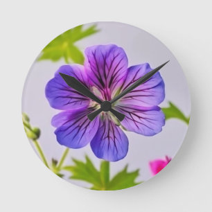 HELDERE PAARSE BLOEM. Wandklok