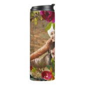 Heldere Paarse Boho Bloemen en Veren met Foto Thermosbeker (Gedraaid links)