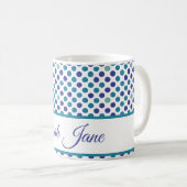 heldere paarse en blauwe poka-punten Aangepaste sc Koffiemok (Voorkant rechts)