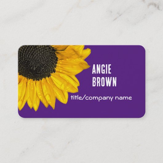 heldere paarse en gele zonnebloemfoto visitekaartje (Voorkant)
