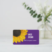 heldere paarse en gele zonnebloemfoto visitekaartje (Staand voorkant)