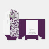 Heldere paarse en witte damast kant bruiloft bedankdoosjes (Uitgevouwen)