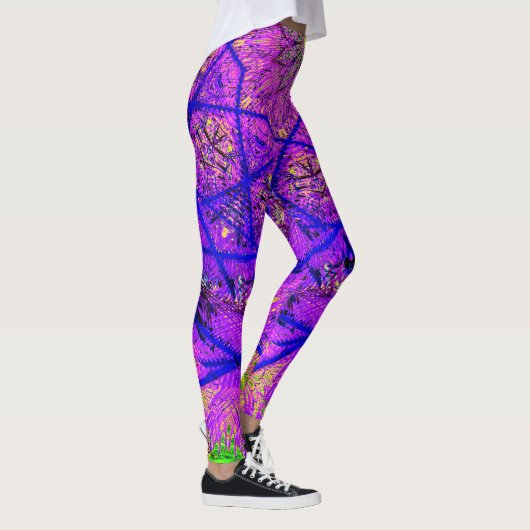 Heldere Paarse patronen Leggings (Rechts)