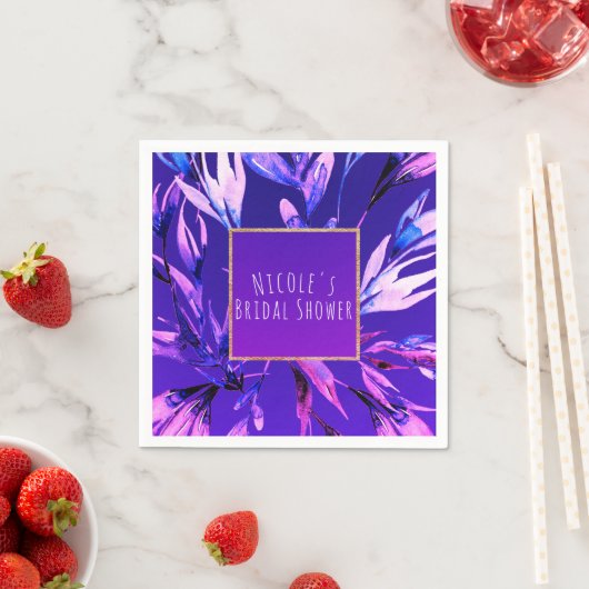 Heldere Paarse Waterverf Botanische Glam Elegant Servetten (Insitu)