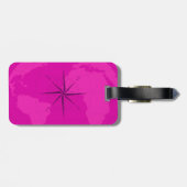 Heldere Paarse Wereldkaart van de klasse met compa Bagagelabel (Achterkant horizontaal)