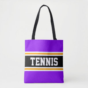 Heldere Paarse Zwart Geel Tennis Racing Stripes Tote Bag