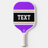 Heldere Paarse Zwart Geel Wit Racing Stripes Pickleball Paddle (Achterkant)